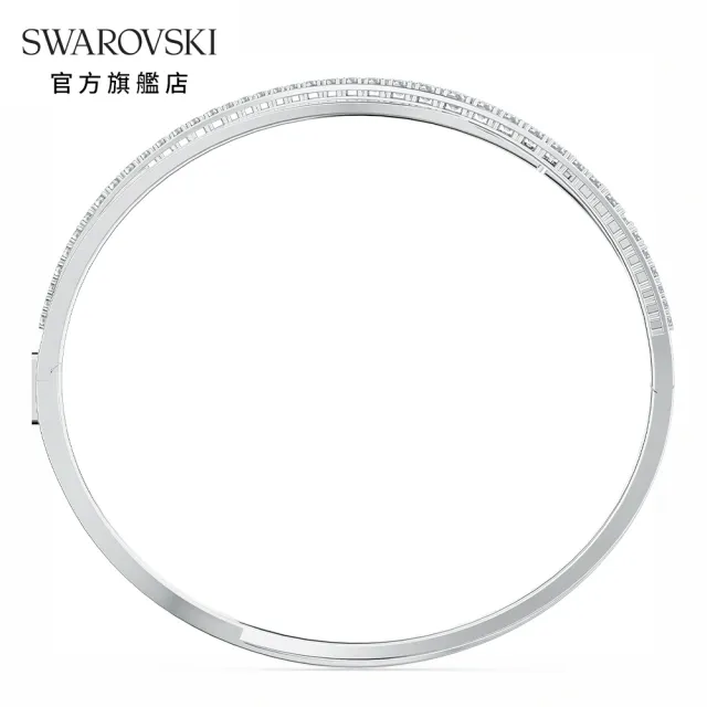 【SWAROVSKI 官方直營】Twist Rows 白金色螺旋曲線白色手鏈 交換禮物(Twist)