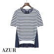 【AZUR】日系優雅條紋雪紡針織上衣
