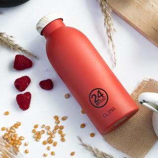 【24Bottles】官方直營 不鏽鋼雙層保溫瓶 500ml - 珊瑚紅 - 木紋蓋(輕量 全瓶身不鏽鋼僅重 275g!)
