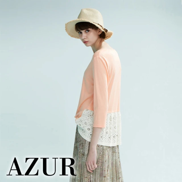 【AZUR】法式小鄉村蕾絲拼接上衣-3色
