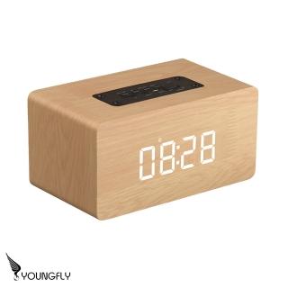 【Youngfly】Youngfly 文青時鐘鬧鐘木紋無線藍芽喇叭SP04+