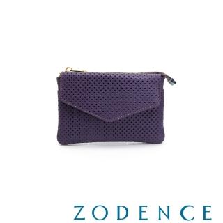 【ZODENCE 佐登司】COMBO系列進口牛皮零錢包(洞洞紫)
