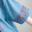 【潘克拉】象神手工印花寬版薄棉小衫-F(水藍)