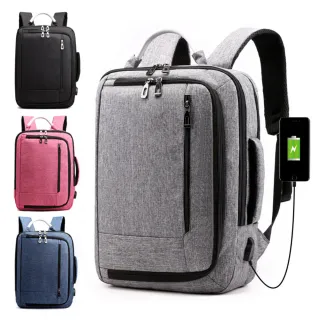 【CS 嚴選】日本時尚USB充電 拉桿帶設計商務休閒旅行15.6吋筆電大容量雙肩後背包 手提包(CS09107)