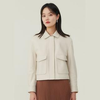 【巴黎精品】現貨+預購 皮衣外套真皮夾克(氣質商款翻領大口袋女外套a1dp68)