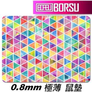 【BORSU】極薄鼠墊_UNIQUE_繽紛三角(台灣製 滑鼠墊 彩色 耐用 繽紛 彩虹)