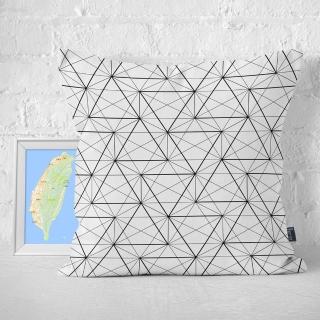 【IHERMI】混亂三角幾何A 抱枕套 IHERMI 臺灣製 抱枕 45cm(居家生活 創意 靠枕 帆布 簡約 幾何 清新)