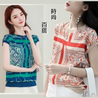 【A3】時尚質感薄款雪紡圓領上衣(手感柔軟舒適.造型上衣)