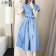 【初色】法式純色綁帶連身裙-共6色-96704(M-2XL可選)