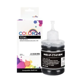 【Color24】for EPSON 黑色防水 T774100/140ml 相容連供墨水(適用EPSON M105/M200/L605/L655/L1455)