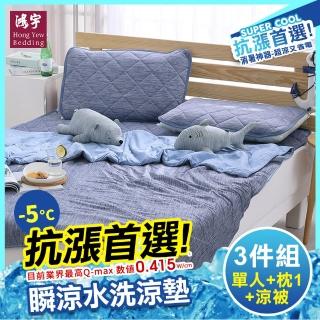【HongYew 鴻宇】涼感-5度C 三件式涼被保潔墊組(單人 瞬涼 可洗)