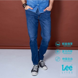 【Lee 官方旗艦】男裝 牛仔褲 / 涼感 731 中腰舒適小直筒 中深藍洗水 / Lites 輕磅 系列(LL20004667G)