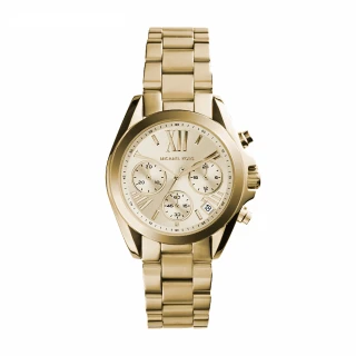 【Michael Kors 官方直營】Bradshaw 時間旅人金色鍊帶計時女錶 手錶 36MM 女MK5798
