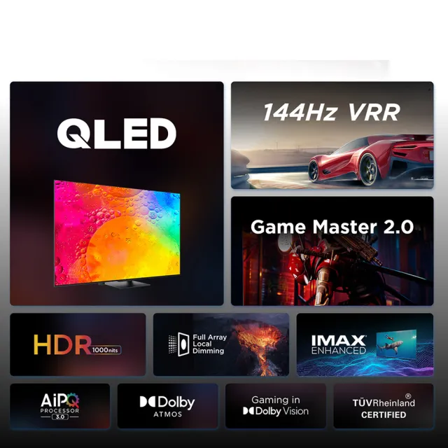 【TCL】65型 4K QLED 144Hz Google TV 量子智能連網顯示器(65C745-基本安裝)