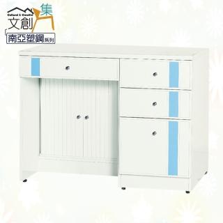 【文創集】普曼 環保3.3尺南亞塑鋼推門四抽書桌