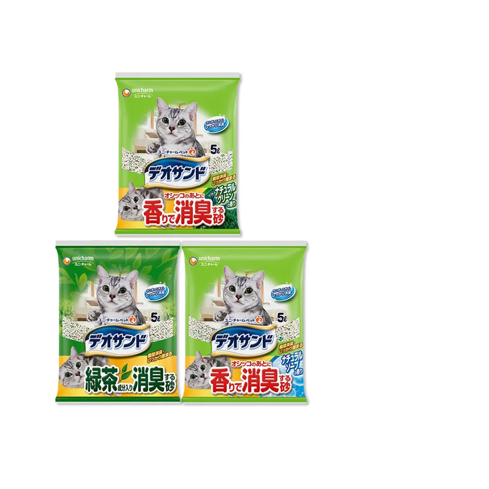 【Unicharm Pet消臭大師】消臭貓砂5L(綠茶香/肥皂香/森林香/消臭大師)