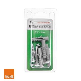 【特力屋】UP 133塑膠壁虎附翼附螺絲6mm 6組