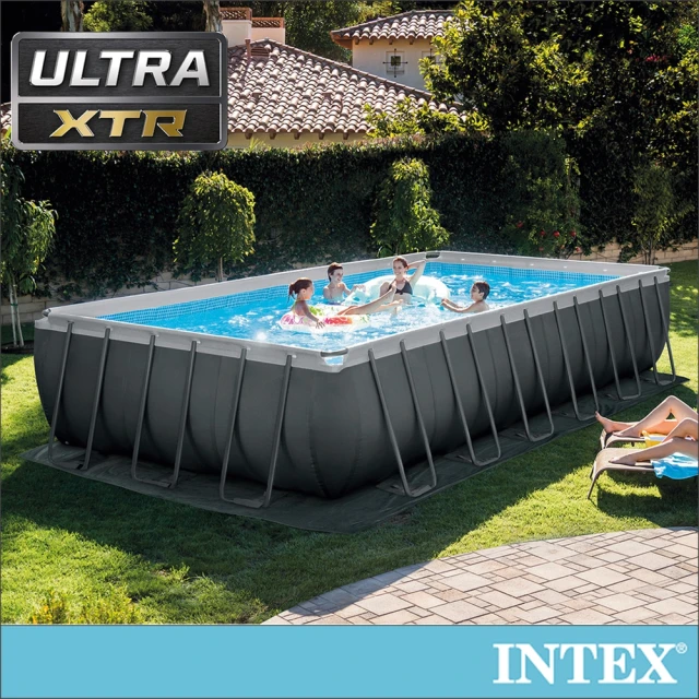 【INTEX】長方型框架速搭大型游泳池732x366x132cm-附砂濾水泵(31805L_26363)