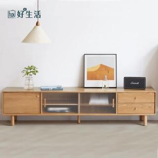 【hoi! 好好生活】原木日式奈良白橡木實木玻璃1.8M電視櫃 N0423