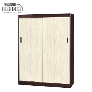【南亞塑鋼】萊爾5.2尺二推/拉門塑鋼衣櫃(胡桃色+黃橡木色)