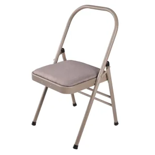 【Leader X】專業輔助伸展 升級加強版棉麻雙梁瑜珈折疊椅(淺棕色)