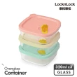 【LocknLock樂扣樂扣】微笑矽膠耐熱玻璃調理盒320ML(白綠粉/3入組)