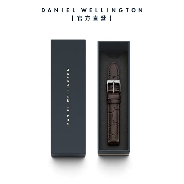 【Daniel Wellington】DW 錶帶 Petite York 黑棕壓紋真皮錶帶(DW00200152)