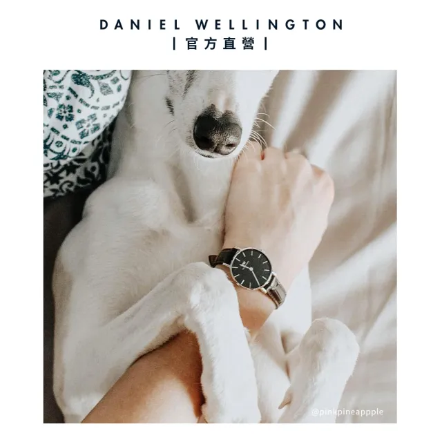 【Daniel Wellington】DW 錶帶 Petite York 黑棕壓紋真皮錶帶(DW00200152)