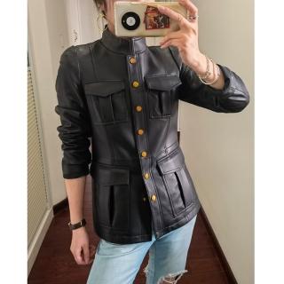 【巴黎精品】現貨+預購 皮衣外套真皮夾克(修身立領泡泡袖羊皮女外套a1dp55)