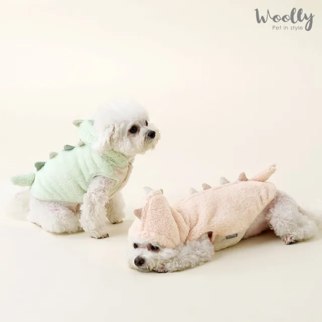 【WOOLLY】萌獸刷毛背心恐龍裝(韓系狗狗衣服/狗狗背心)