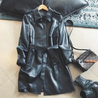 【巴黎精品】現貨+預購 皮衣外套真皮夾克(自然啞光輕塗層羊皮女外套2色a1dp44)
