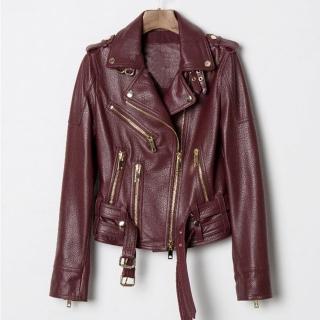 【巴黎精品】現貨+預購 皮衣外套真皮夾克(帥氣修身透氣羊皮女外套2色a1dp42)