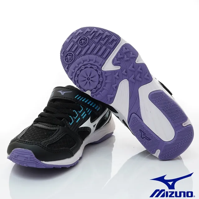 【MIZUNO 美津濃】休閒慢跑鞋(K1GA224071黑紫-18-23cm)