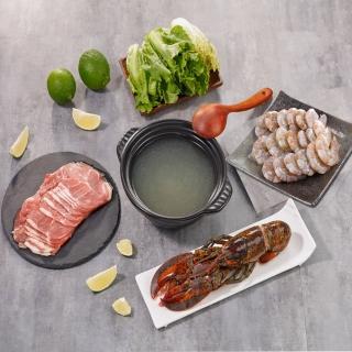 【華得水產】小資海鮮5件組(波士頓龍蝦+蝦仁+豬肉片+鱸魚高湯x2包)