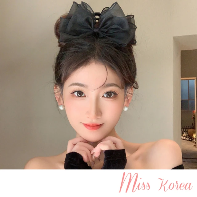 MISS KOREA 甜美公主風網紗蝴蝶結造型抓夾 馬尾夾 盤髮夾(網紗抓夾 蝴蝶結抓夾)