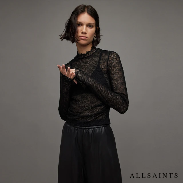 ALLSAINTS FRANCESCO 蕾絲長袖上衣Black(修身版型)