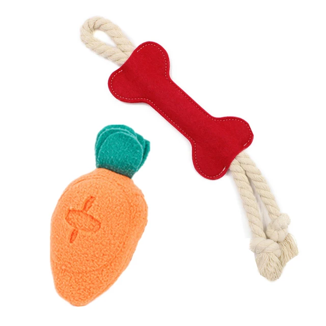 寵物愛家 狗玩具發聲啃咬玩具投食餵食漏食球互動趣味玩具2件組