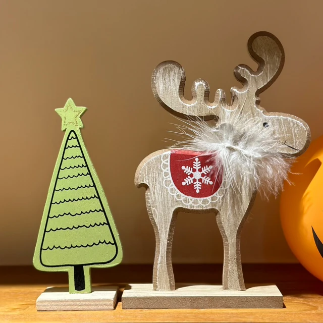 Rainbow Hart 聖誕木質擺件 耶誕節裝飾 麋鹿+聖