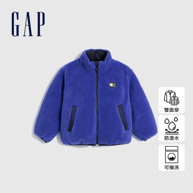 GAP 女幼童裝 Logo防風防雨連帽羽絨外套-紫色(720