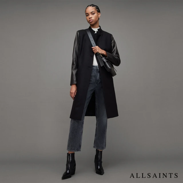 ALLSAINTS SIDNEY 皮革拼接外套Black(舒適版型)