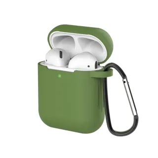 【General】AirPods 保護套 保護殼 無線藍牙耳機充電矽膠收納盒- 橄欖綠(有掛勾)