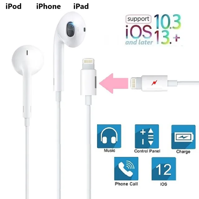 【Bill Case】多功能天籟之音iPhone Lightning專用入耳式線控耳機 天使白(支持iOS10到iOS16更新版皆可用)
