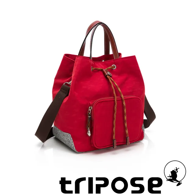 【tripose】漫遊系列岩紋手提斜背水桶包(番茄紅)