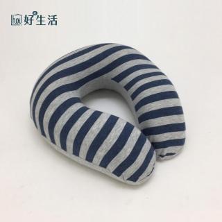 【hoi! 好好生活】療癒系針織記憶釋壓U型頸枕-針織藍26x26cm