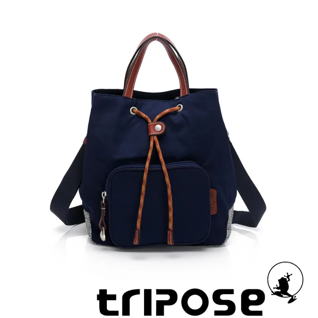 【tripose】漫遊系列岩紋手提斜背水桶包(深海藍)
