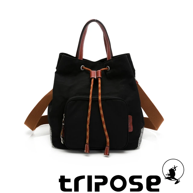 【tripose】漫遊系列岩紋手提斜背水桶包(潮感黑)
