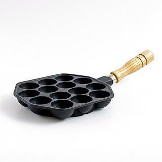 【福介商店】南部鐵器 池永 章魚燒鑄鐵烤盤-木柄14穴(電磁爐OK 烤肉丸子 小獅子頭)