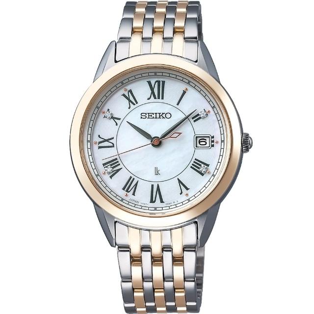 【SEIKO 精工】LUKIA 羅馬太陽能魅力4顆美鑽女錶-金色33.9mm(SUT396J1/V147-0CR0KS)