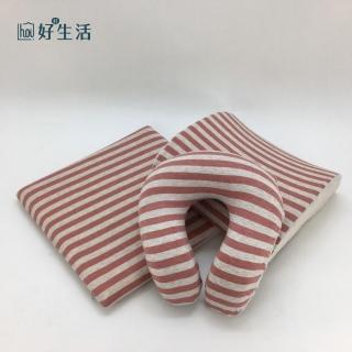 【hoi! 好好生活】療癒系針織記憶釋壓組合-紅 頸枕/背靠/坐墊