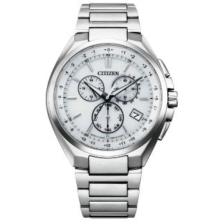 【CITIZEN 星辰】魅力沉穩光動能鈦金屬電波時尚男錶-白/41.5mm(CB5040-80A)